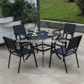 Black garden furniture plastic wood leisure table set outdoor patio furniture